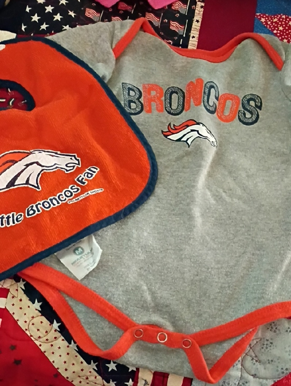 NFL Broncos Infant Bodysuit in Gray with Orange Trim